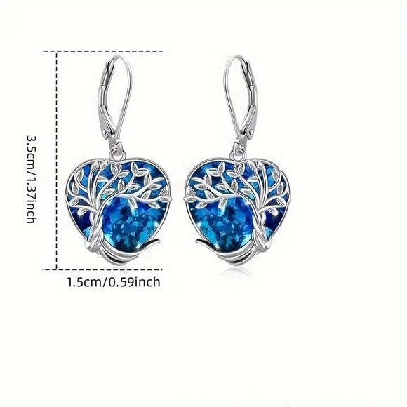 Blue 'crystal' Tree of Life Earrings - Picture 4 of 4